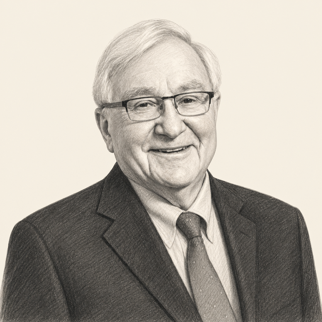 Charcoal portrait of Herbert Benson