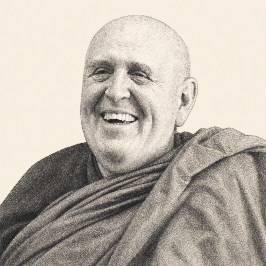 Charcoal portrait of Bhante Vimalaramsi