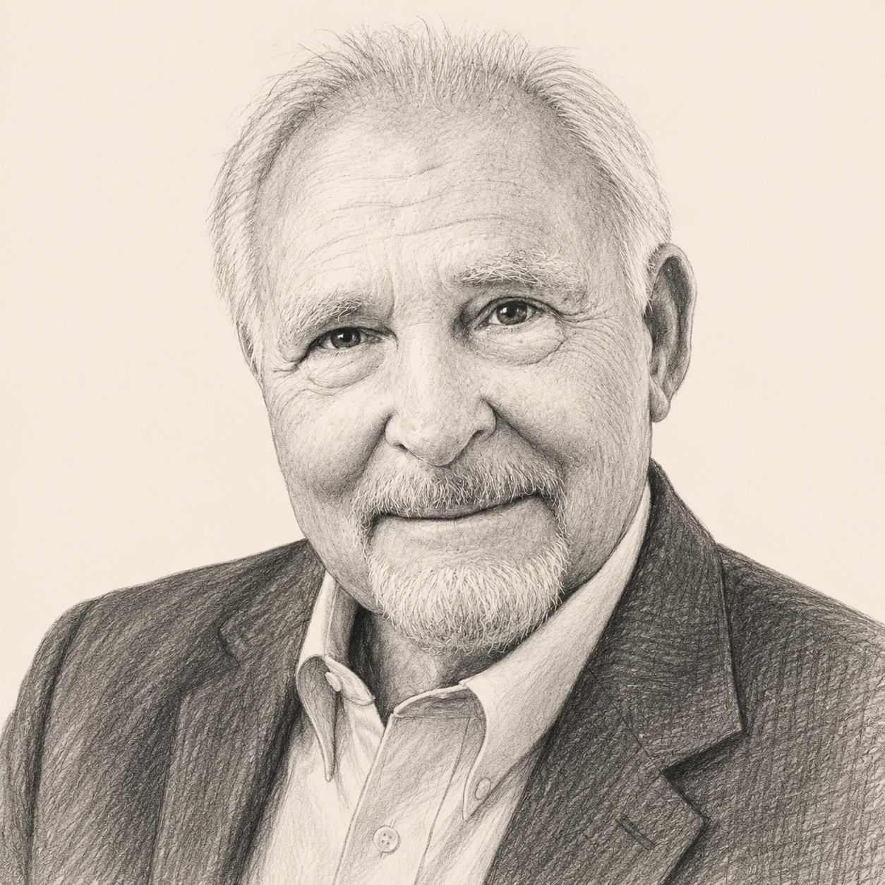 Charcoal portrait of Paul Ekman