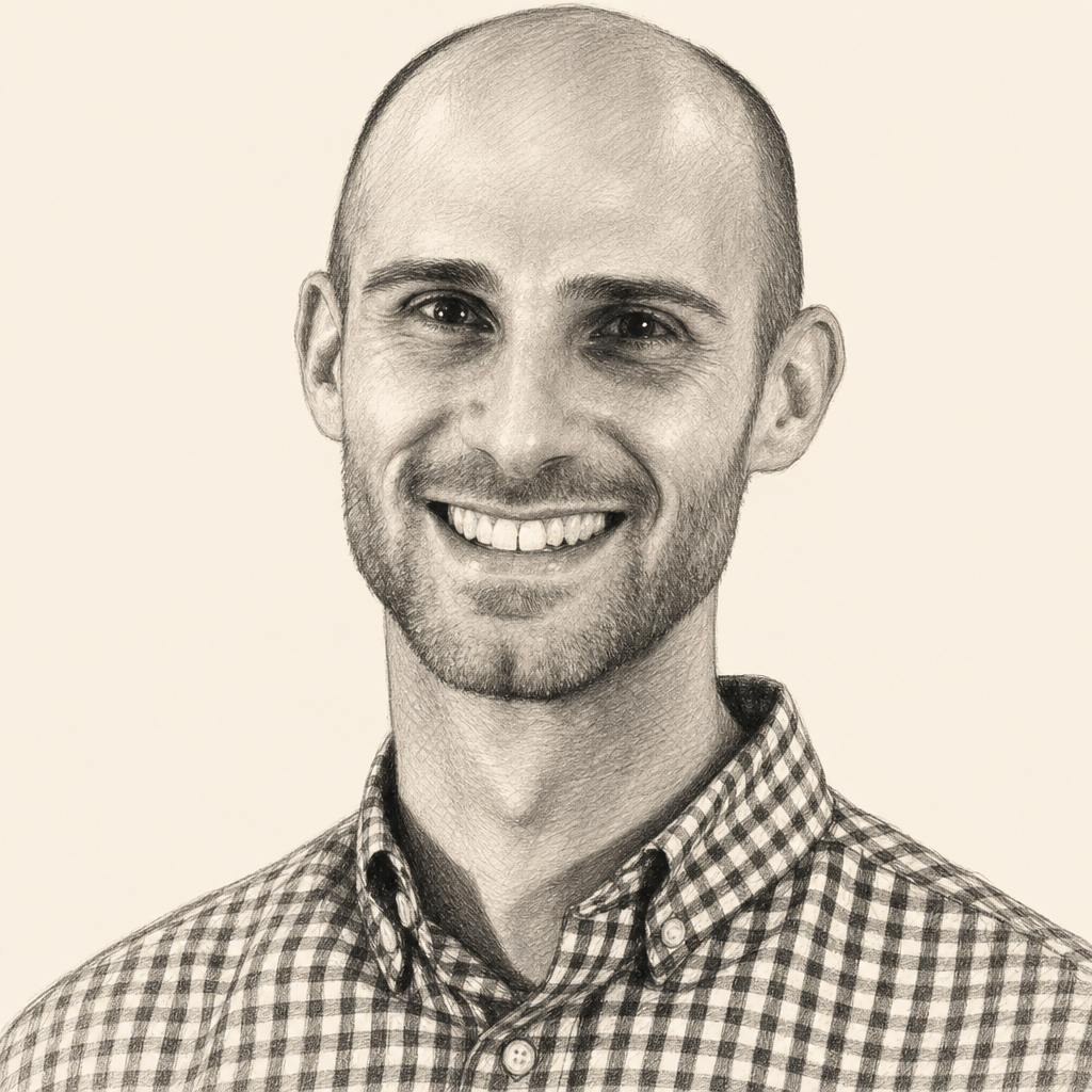 Charcoal portrait of Simon B. Goldberg