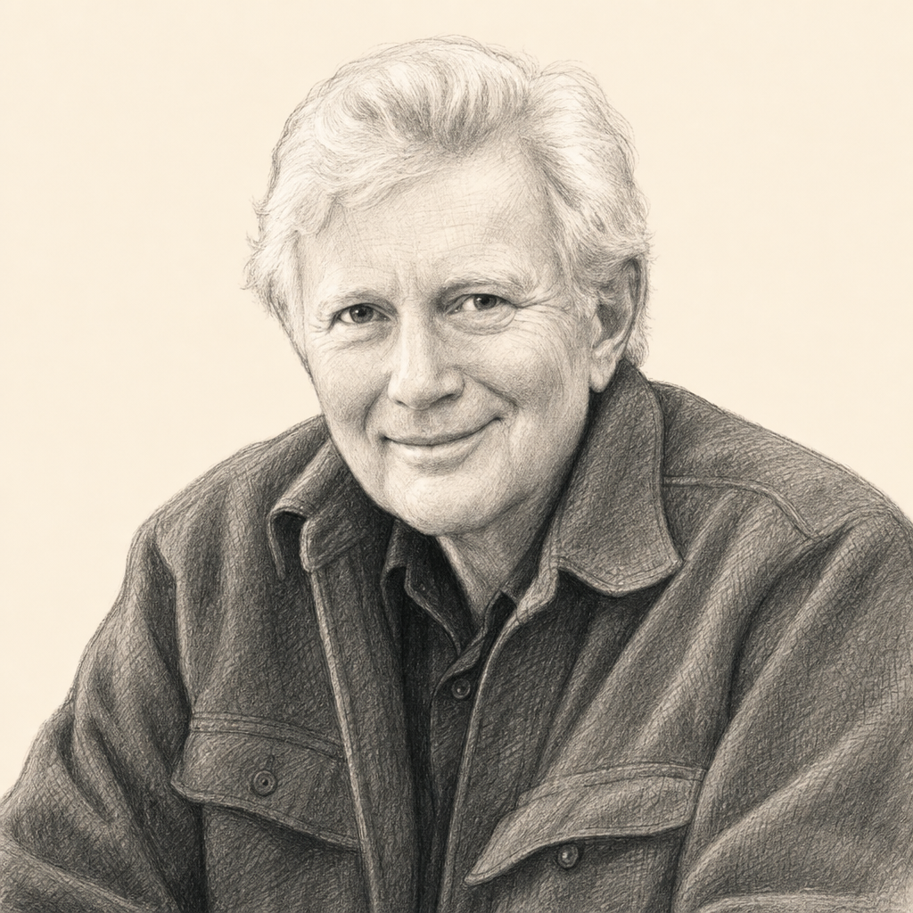 Charcoal portrait of Peter Gray